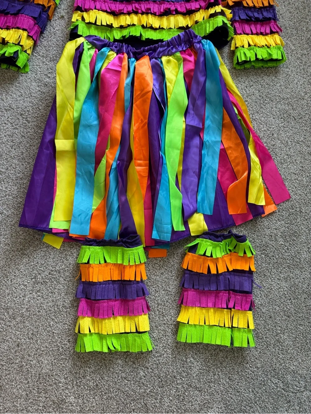 Sparkle in Pink Rainbow Piñata Costume Dress with Fringe